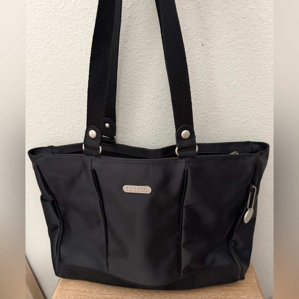 Kipling Oxygen Large Black Tote Bag Nylon Weekender Travel Shoulder Bag Purse
